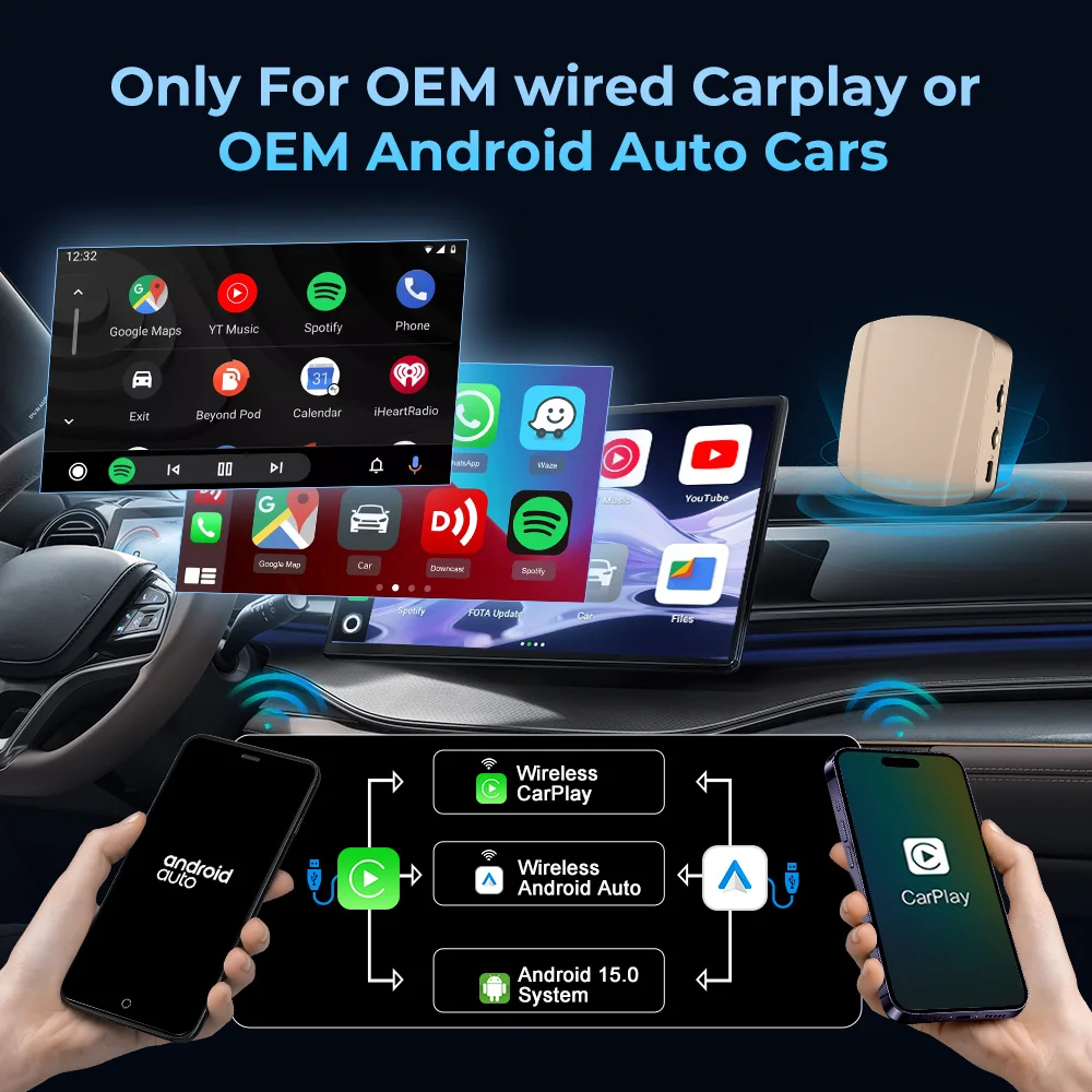 SM6350 CarlinKit Ultra TV Box Android 15 Carplay Android Auto Wireless Adapter unterstützt Youtube Netflix Streaming Video Online