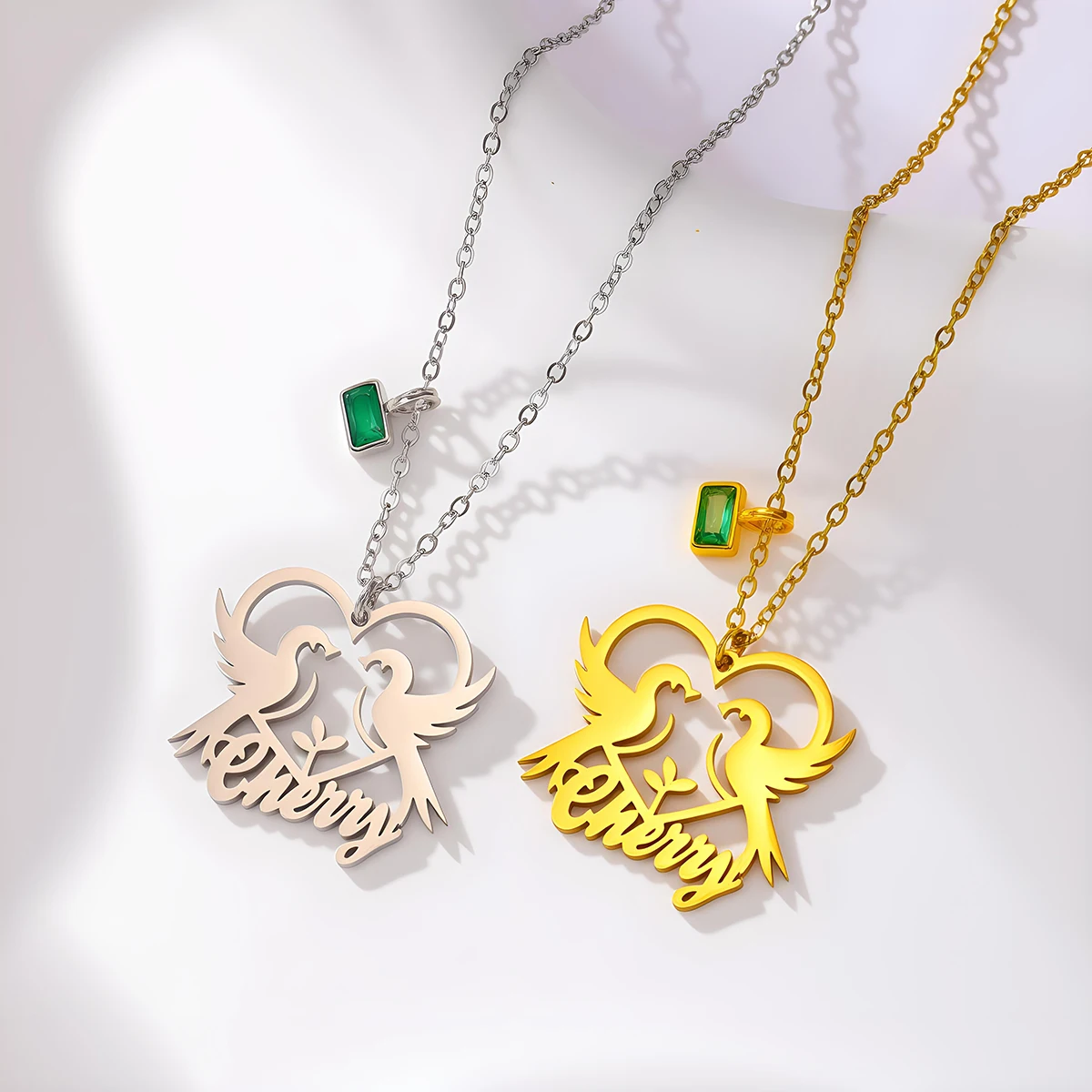 

Ожерелья с именем Love Bird от Chandler для женщин, цепочка с подвеской из нержавеющей стали, ювелирные изделия в подарок на день рождения