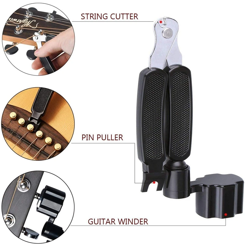 Kit de accesorios para guitarra, 65 piezas, con cuerdas de guitarra, sintonizador, Capo, púas, soporte para púas, púas de dedo pulgar, clavijas de puente