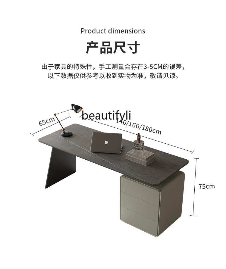 Italian Minimalist Stone Plate Desk Home Light Luxury Modern Study Boss Office Computer Desk