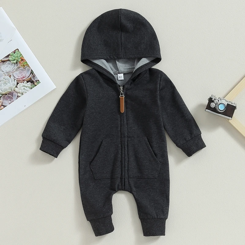 Infant Toddler Winter Rompers Warm Fleece Hooded Jumpsuits s Baby Boys Girls Outfit with Zipper Closure