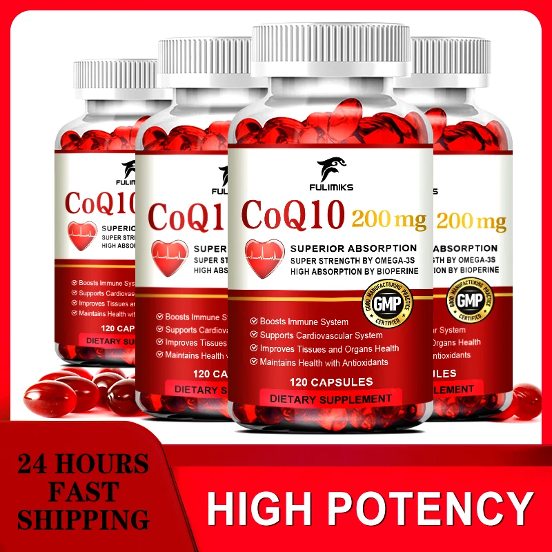 200 MG CoQ10 Capsules, Active CoQ10 Ubiquinol Supplement for Antioxidant, Heart, Brain & Cellular Energy-Productio