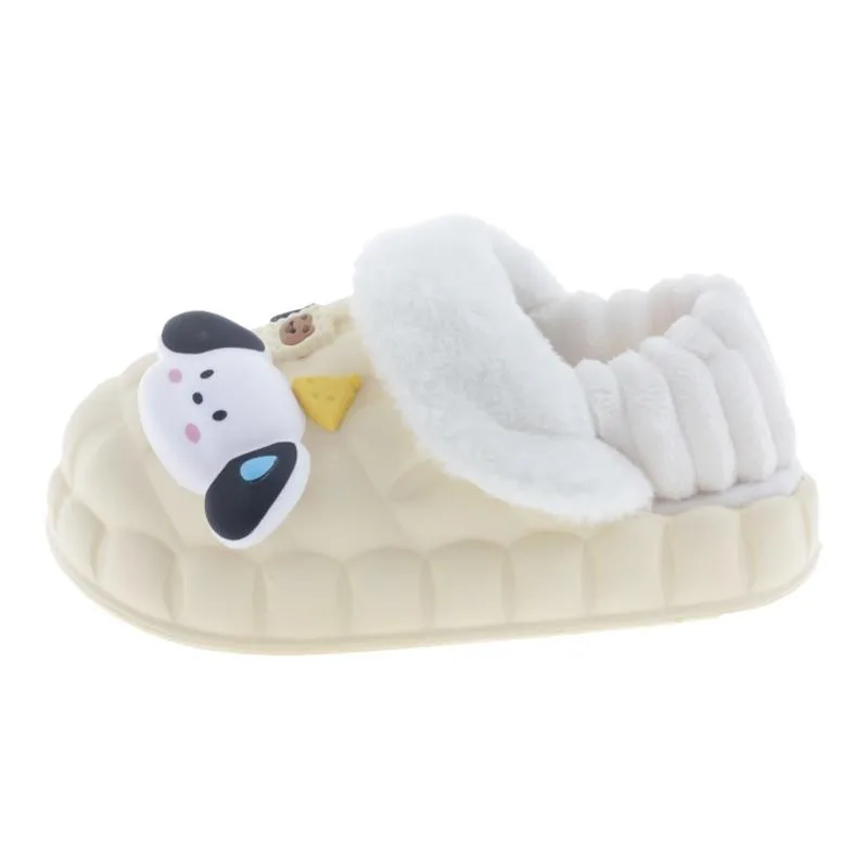 Petal Winter Cotton Slippers Women Home Warm Student Dormitory Cartoon Dog Eva Non-Slip Odorless Cotton-padded Shoes Removable