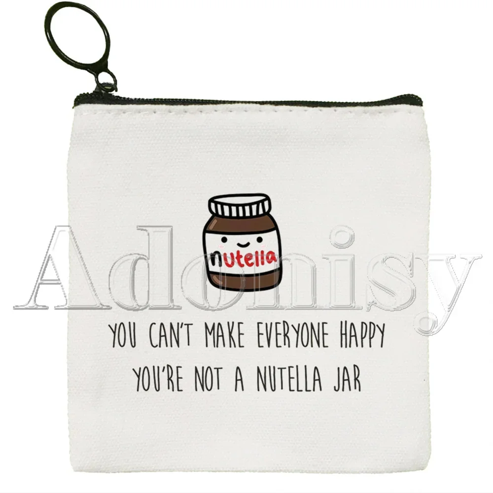 Nutella süße einfarbige Canvas-Geldbörse, klein, frisch, neue Schlüsseltasche mit Reißverschluss, Hand-Geschenktasche