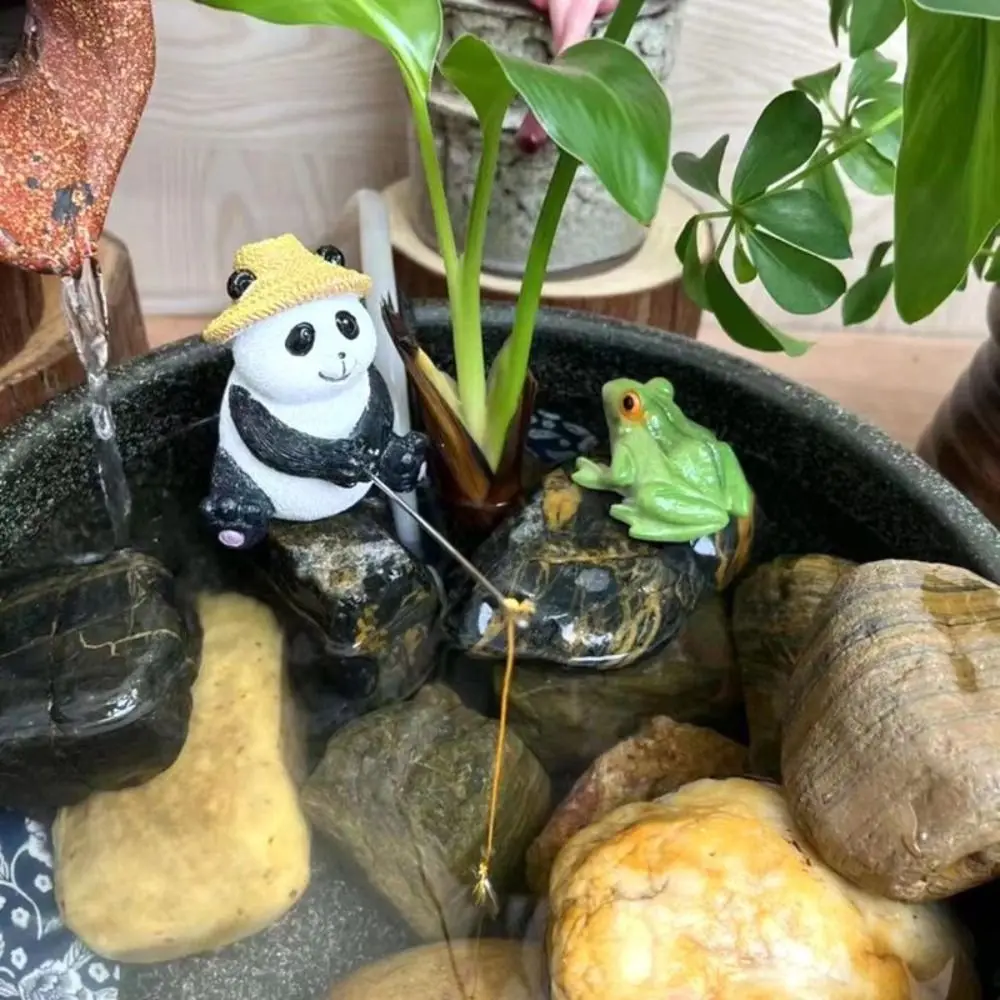 Gifts Garden Statue Garden Frog Statue Landscaping Cute Courtyard Decoration Frog Fishing Garden Accessories Panda Ornaments