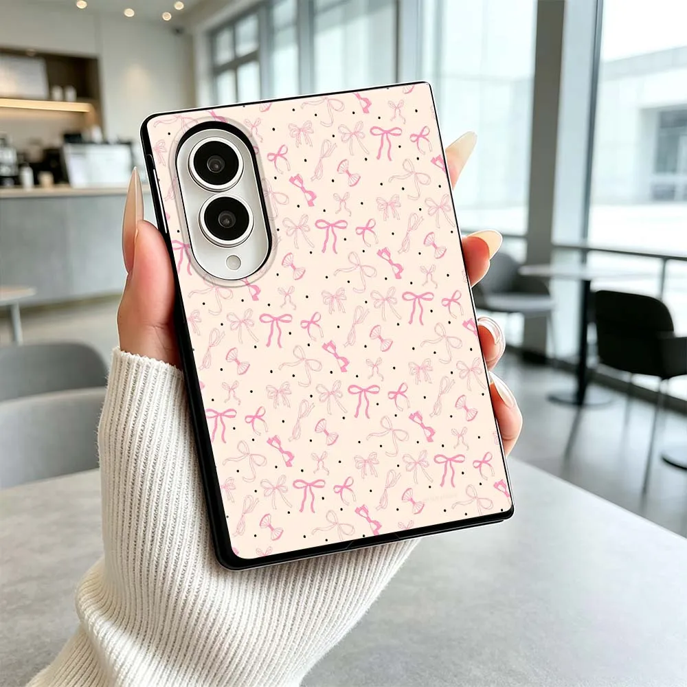Art pink bow pattern Phone Case For Samsung Galaxy Z Flip 8 Z Fold 8 Z Flip8 Wide ZFold Wide Shockproof Cover