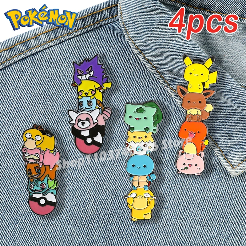 

Pokemon Enamel Pins Anime Game Pikachu Eevee Creativity Burger Modelling Brooches Backpack Lapel Pin Accessory Jewelry for Kids