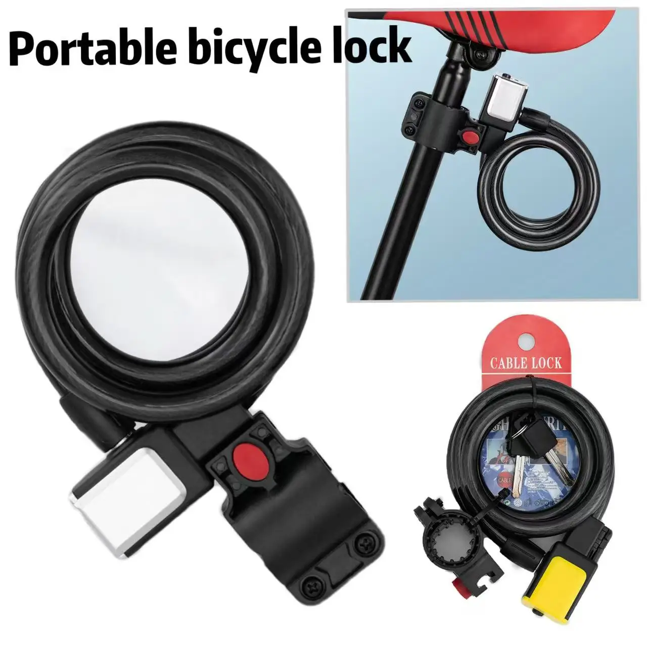 

Mountain Bike Cable Lock with Mounting Bracket Bike Steel Cable Lock Anti-Theft Portable Security Lock for Electric Bike Scooter