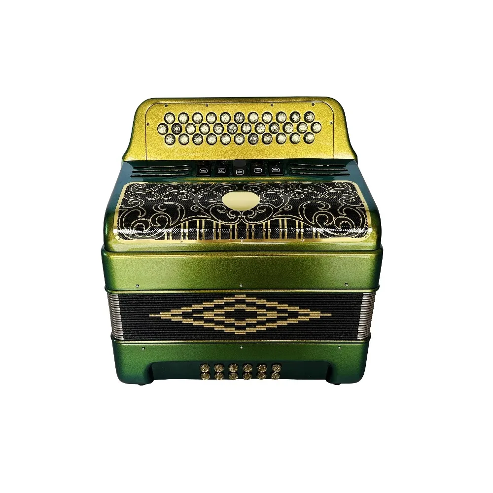 OEM JB3412D أداة الأكورديون 34 أزرار 12 باس 5 سجلات أخضر برتقالي الحرباء المهنية Diatonic الذهب الأسود