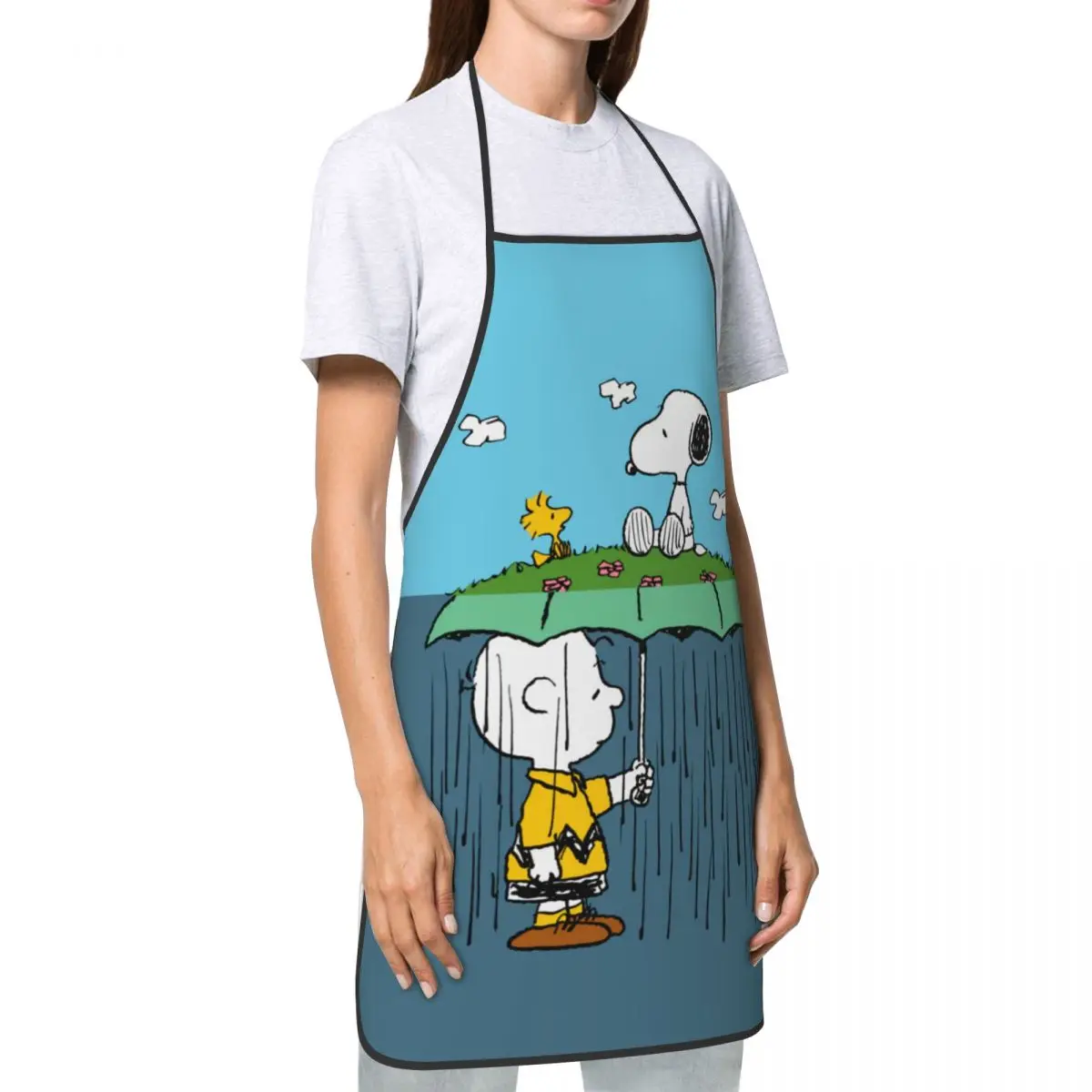 Custom Cute Cartoon Snoopy grembiule donna uomo Unisex bavaglino cucina cucina Tablier cucina Chef pittura