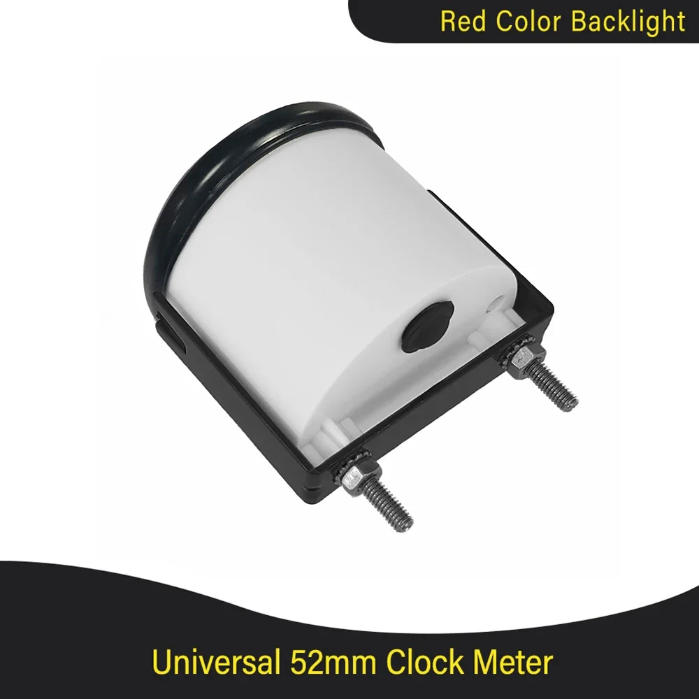 Newest Waterproof Clock Meter 12-Hour Format with Red Backlight 52mm(2