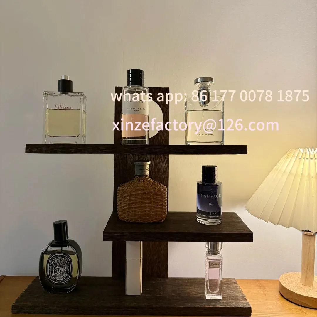 Espositore per profumo in vero legno vintage personalizzabile Portaoggetti per incenso multistrato da tavolo Ra Portabicchieri per cosmetici per la casa