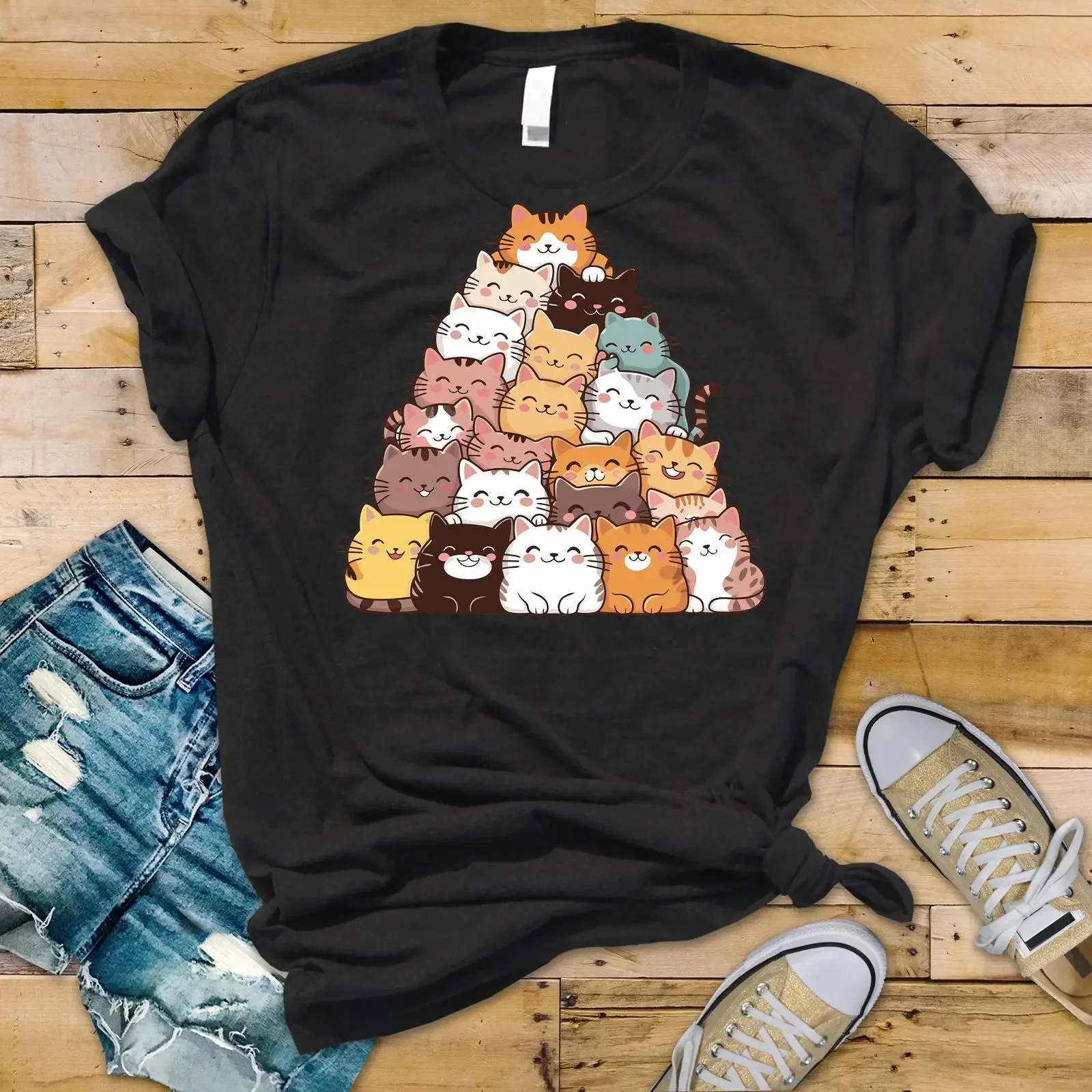 Cute Cartoon Cat Pyramid Kawaii Cats PNG SVG Digital Download for Stickers T Shirt Wall Art vintage Washed streetwear Soft