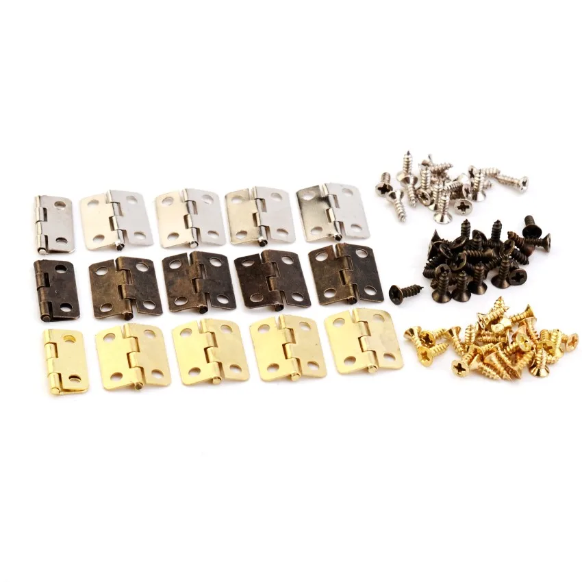 25pcs Mini Small Jewelry Chest Gift Wine Wooden Box Case Furniture Dollhouse Door Hinge with Screw Home 16*13mm