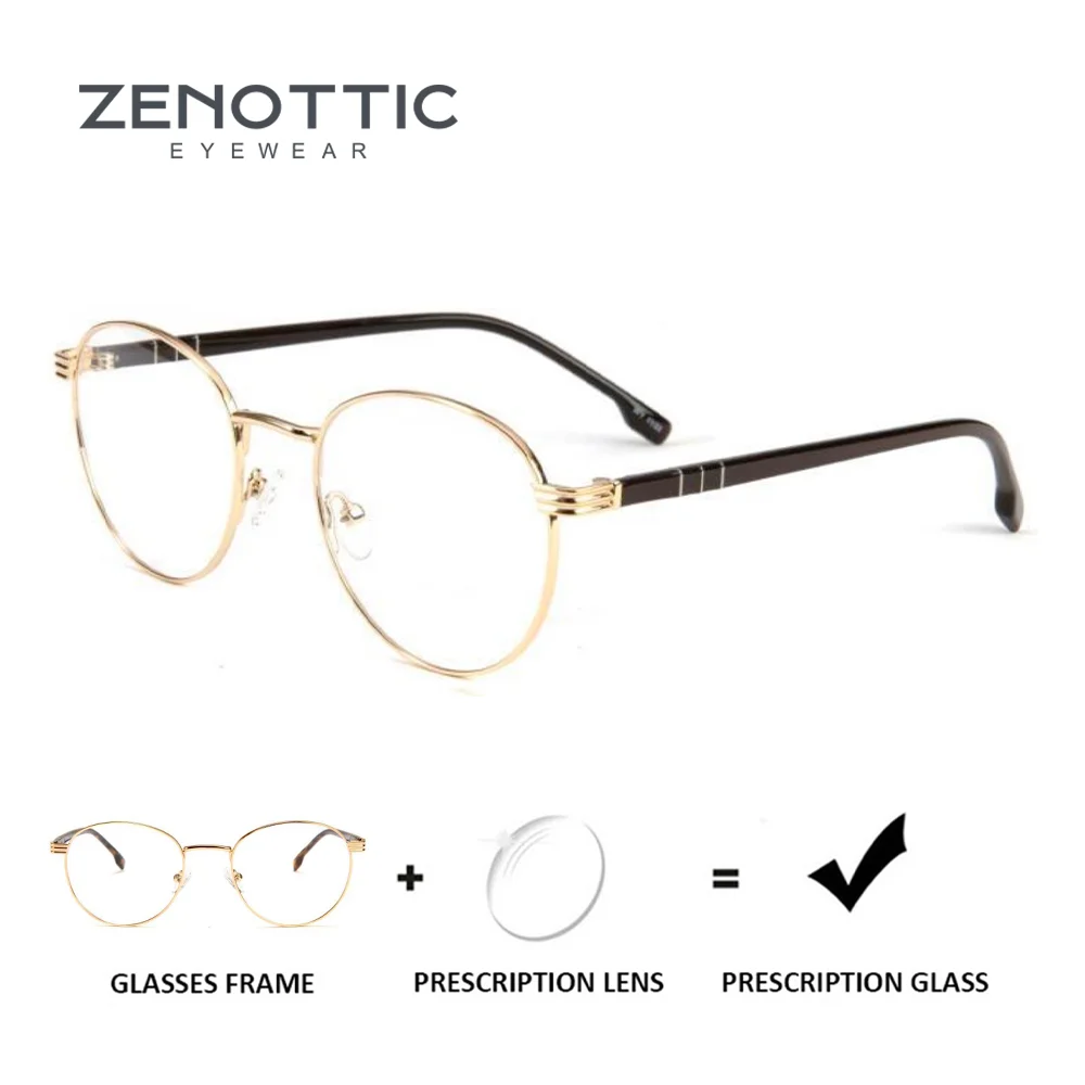 ZENOTTIC lunettes de Prescription rondes à la mode pour lentilles optiques multifocales progressives en métal unisexe avec recette