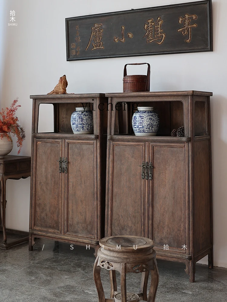 

FY Bright Grid Solid Wood Storage Sideboard Display Cabinet Classical