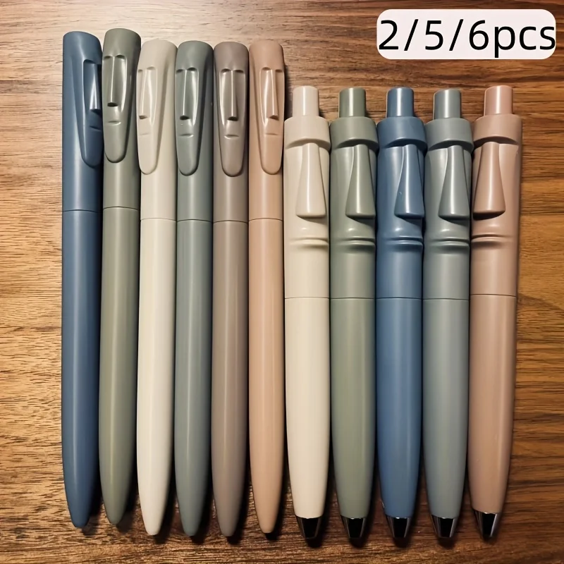 5/6/11 جزيرة عيد الفصح أقلام محايدة لطيفة للغاية، أقلام صورة موي قابلة للتمديد، أقلام جيب صغيرة ذات مركز منخفض للجاذبية، سعة كبيرة #2
