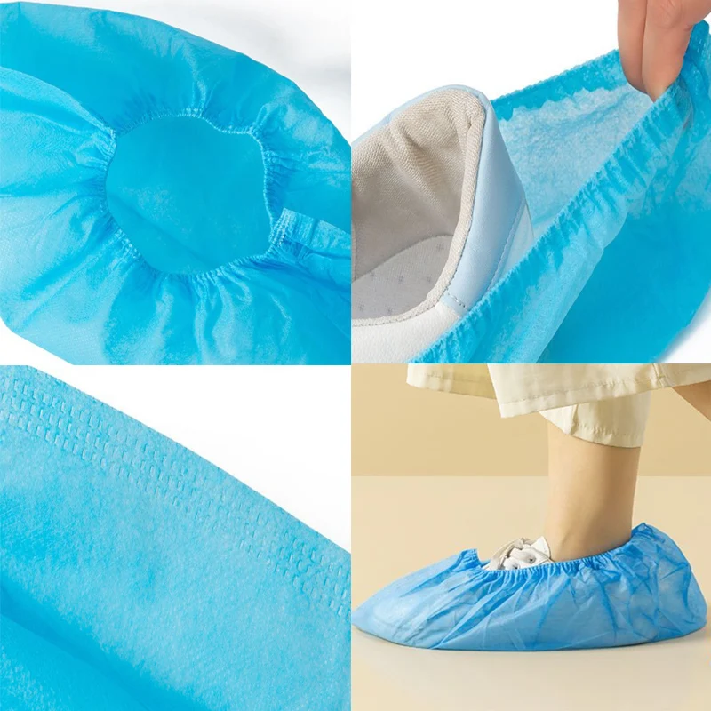 100 PCS Non woven Disposable Shoe Covers Cleaning Overshoes Outdoor Rainy Day Carpet Cleaning Shoe Cover Waterproof Shoe Covers