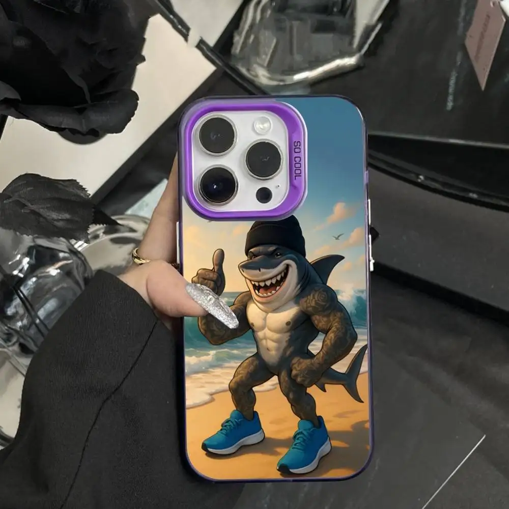 حافظة هاتف غريبة B-Brainrot T-Tralalero لهاتف iPhone 16,15,14,17,13,12,11,XS,Mini,Pro,SE,MAX غطاء سيليكون أرجواني غير لامع #3