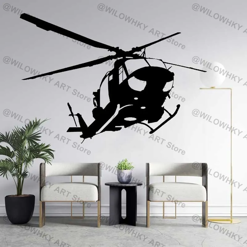 Civilian Rescue Helicopter Vinyl Wall Sticker Bell 412 Helicopter Silhouette Room Bedroom Car Waterproof Glass Decorative Decal