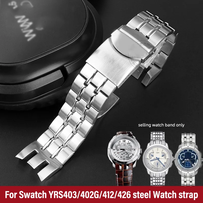 High Quality Curved end Stainless steel Watchband For Swatch YRS403 426 YRS412 YRS402G 21mm men's concave bracelet Wrist strap