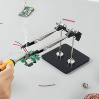 NEWACALOX Magnetic Soldering Third Hand Tweezers PCB Holder Cross Locking Jewelry Welding/Soldering Tweezers (Straight + Curved)