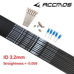 ID 3.2mm 40T Carbon Arrow Shaft Spine 350 400 450 500 550 600 650 700 750 800 900 1000 with Point/Nock/Ring Archery Accessory