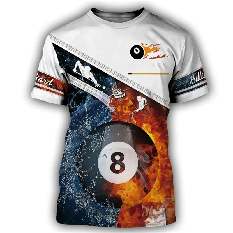 

Summer Men's T-shirt Billiards No.8 Black Ball 3d Print Men's Tops Daily Casual Male Clothing Streetwear Short-sleeved T Shirts