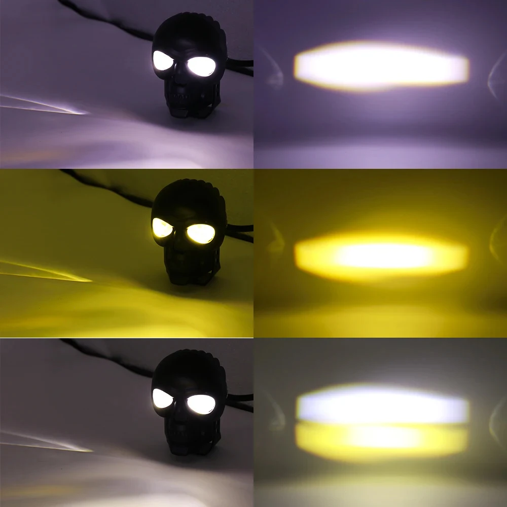 Motorcycle LED Skull Shape Waterproof Headlight Lamp Fog Light Electric Vehicle Projector Lens Spotlight For Moto High Quality