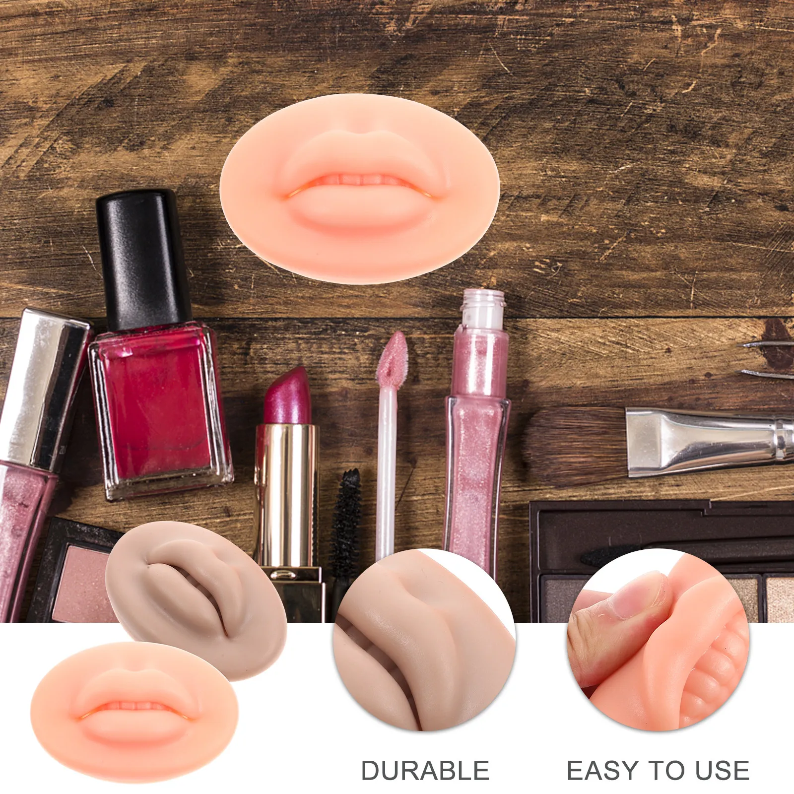 

2Pcs Tattoo Practice Skin Elastic Silicone Fake Lip Double-Sided Soft 3D Lip Practice Module for Beginner Professional Use