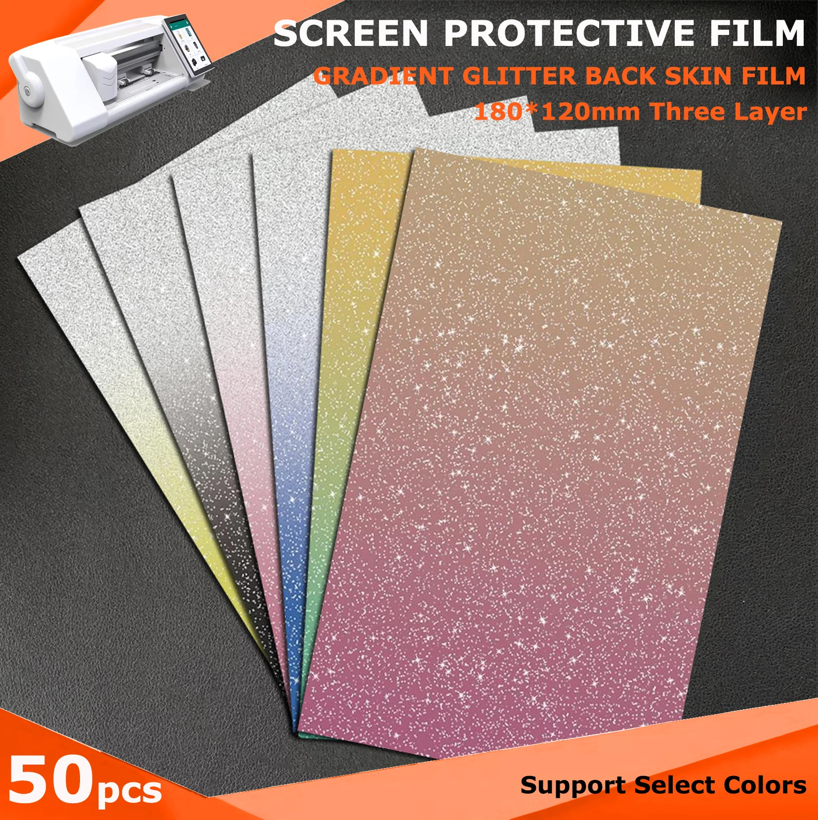 50 قطعة 190*120 مللي متر تغيير لون بريق الهاتف المحمول الخلفي الجلد ملصقات ل حامي الشاشة آلة قطع استخدام أعواد تزيين