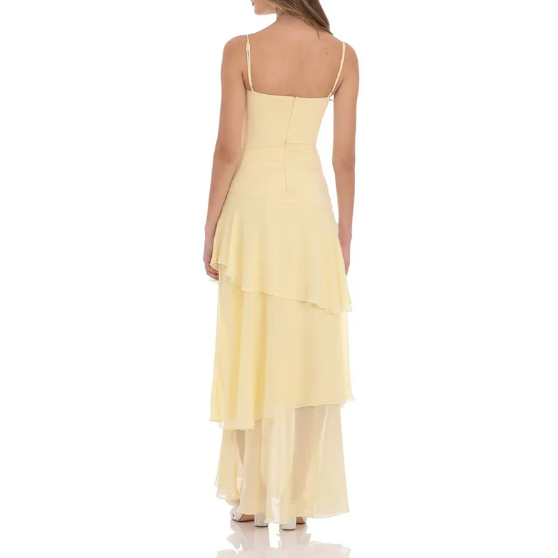 Women's Elegant Solid Long Party Dress Casual Mesh Pleated Banquet Dresses Summer Sexy Sleeveless Backless Low Cut Halter Dress