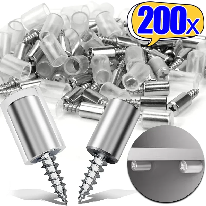 

200x Self Tapping Screw Cabinet Shelf Bracket Laminate Support with Rubber Sleeve Non-Slip Layer Glass Plate Holder Fixed Screw