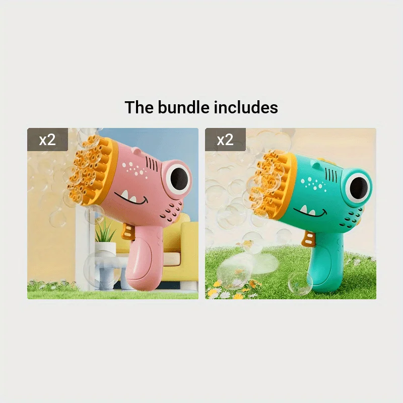 ماكينة فقاعات مستمرة على شكل ديناصور محمولة باليد مكونة من 40 فتحة في الهواء الطلق لصنع دعائم نشاط الزفاف لألعاب الأطفال (بدون سائل وبطارية) #6