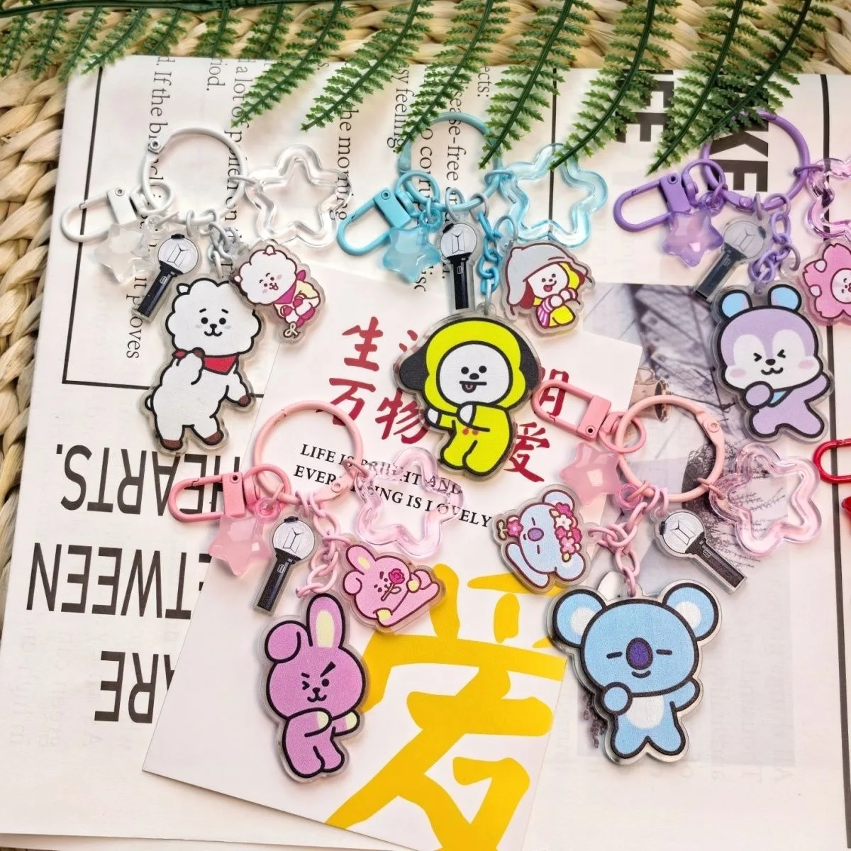 

K-POPBT21 Star Surrounding Cartoon Acrylic Keychain Hanger Set Packaging Decoration for Idol Accessories Birthday gift