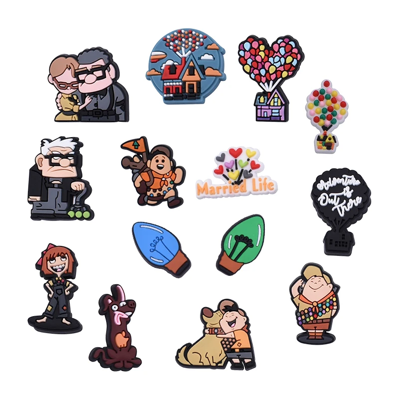 

14pcs Disney "UP"movie Carl & Russell Shoes Charm Clog Decorations PVC Shoe Accessories Garden Charms for Wristband Xmas gift