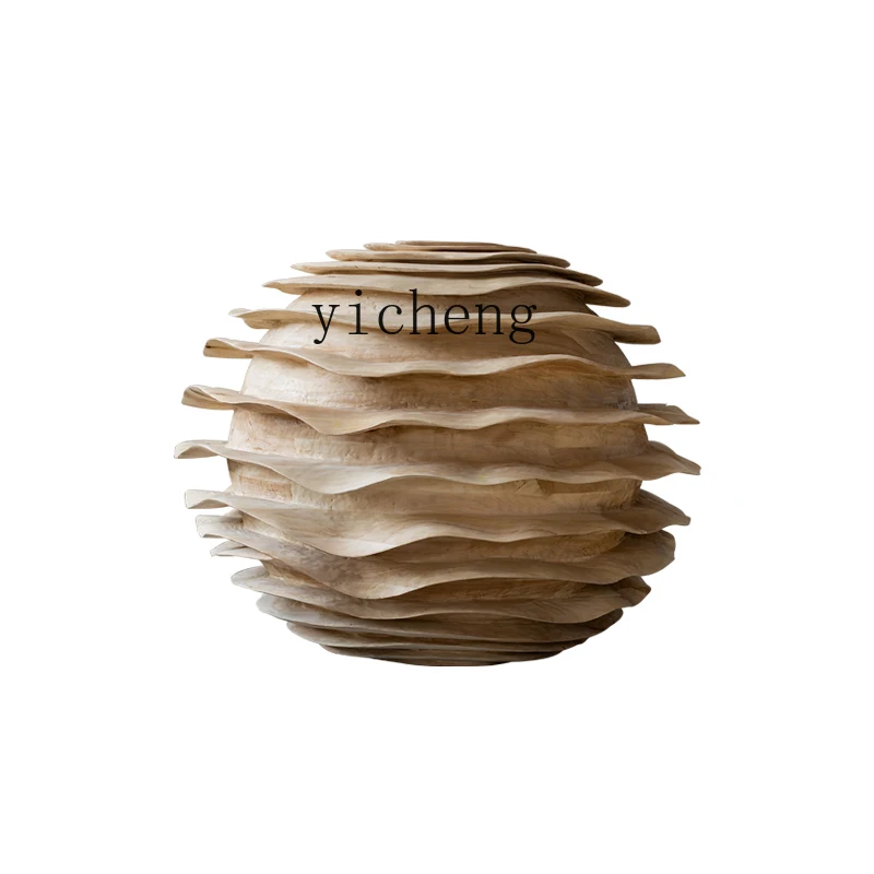 YY Lobby Sculpture Artwork Floor Ornaments Large Wood Carving Beautiful Furnishings Decoration