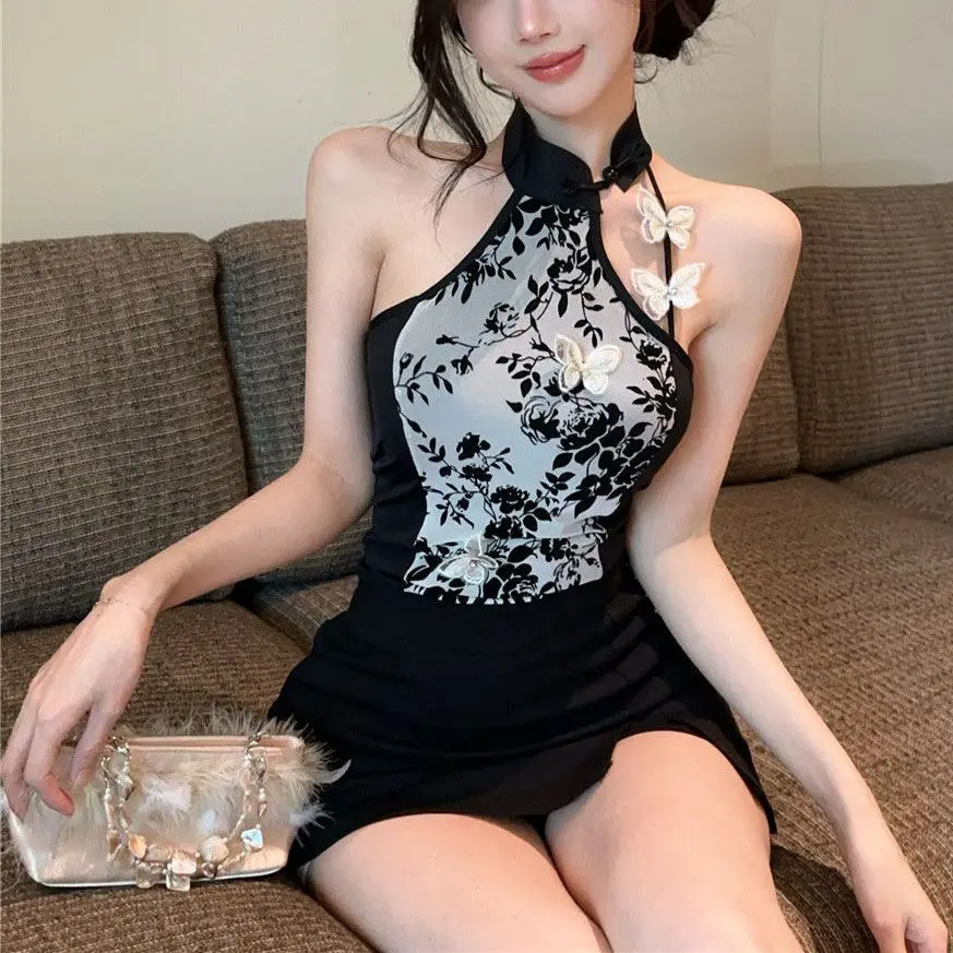 women chinese halter vest female autumn retro national style sexy fashion sleeveless daily base qipao camiosole top