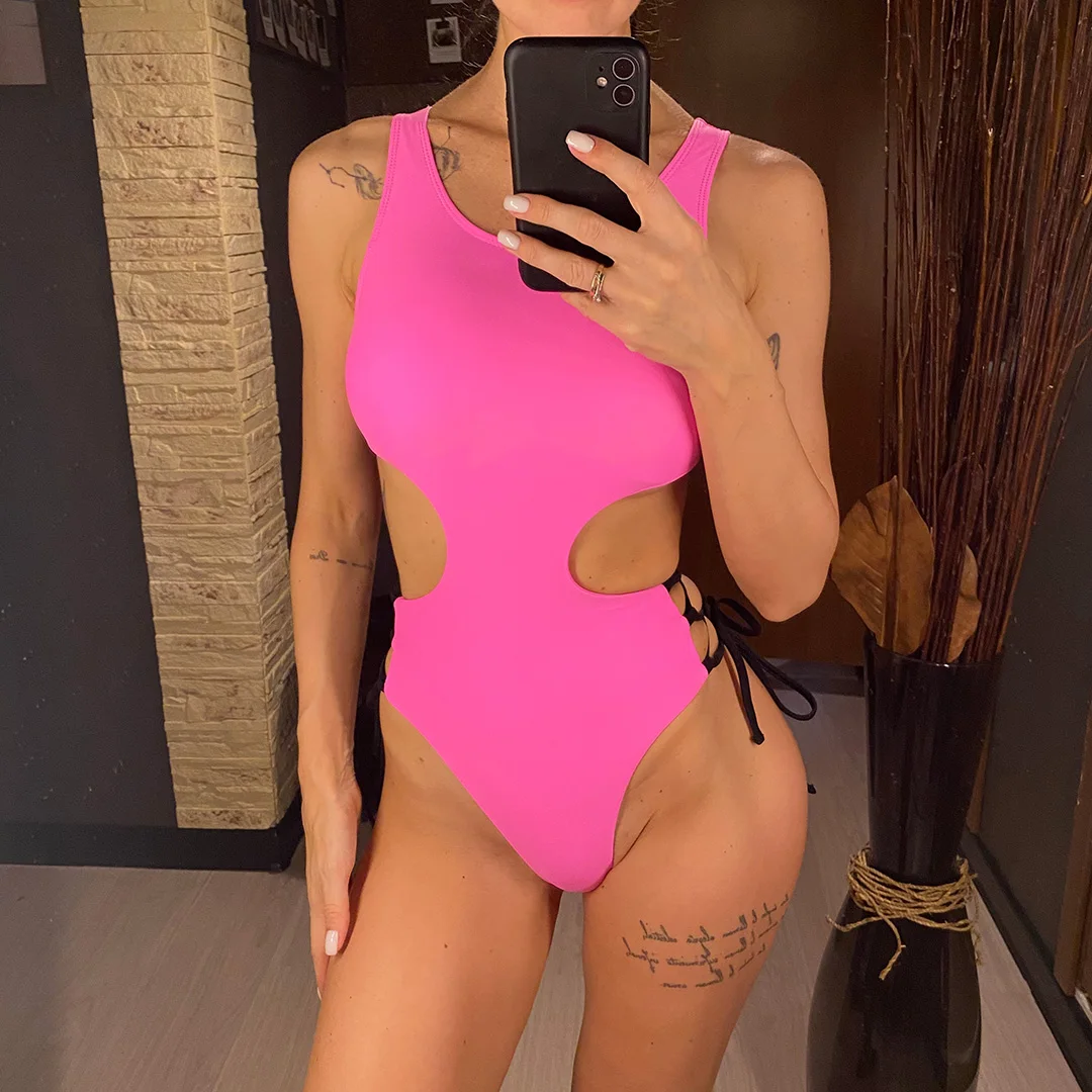 2026 Sexy Cut-Out-Badeanzug mit Schnürung und Riemchen, einteilig, Damen-Bademode, rückenfrei, mit hohem Beinausschnitt, Badeanzug, Badebekleidung, V5888 – Detail 2