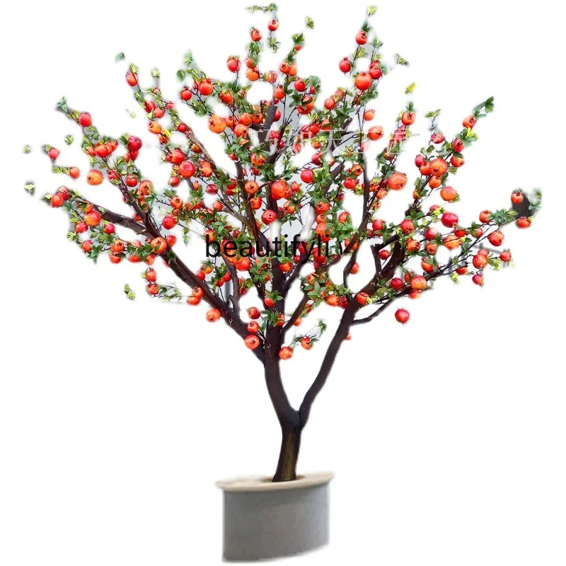 Simulation pomegranate tree, peach tree, hawthorn tree, pear, apple, large indoor floor-to-ceiling fake tree