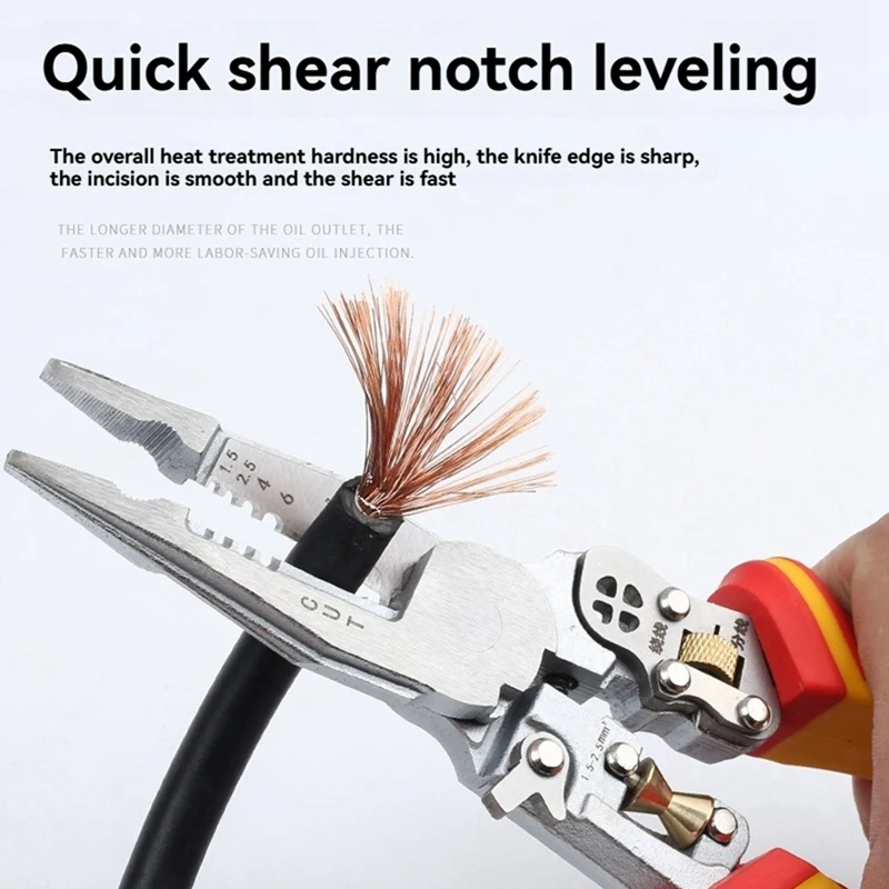 ABDJ-9 en 1 pince d'électricien multifonctionnelle mesure de puissance pince à dénuder le fil conception de rouleau pince réglable