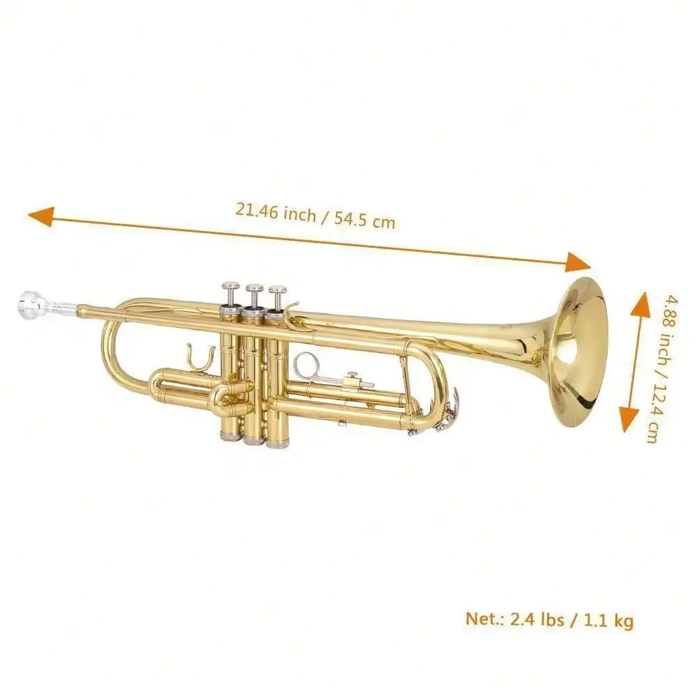 Brass Trumpet Bb with 7C Mouthpiece Case Gloves Cloth Mouthpiece High Qua