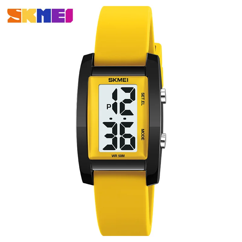 SkmeiCross-Border Atacado Esportes Transparente Caso Quadrado Multi-Função Eletrônico Moda Estudante Relógio