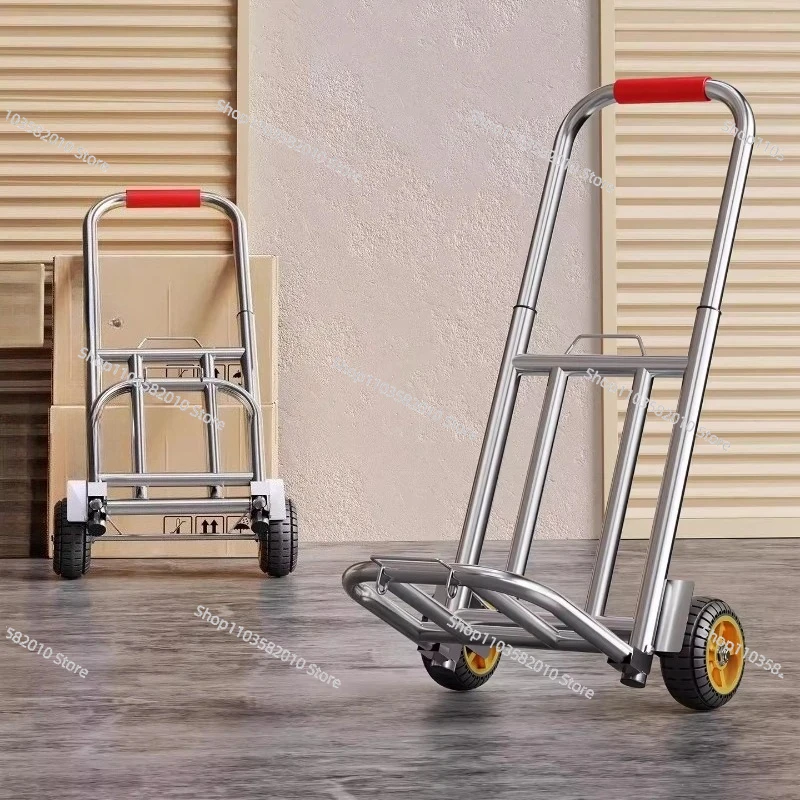 Household Pull Goods Flatbed Truck, Hand Pull Express Trolley for Cargo Handling & Moving