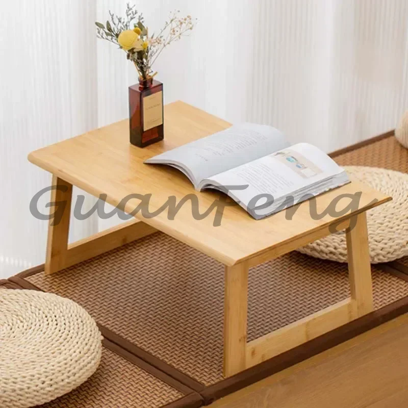 Walnut Colored Tatami Wooden Low Ground Desk Floating Window Bed Study Table Small Coffee Table Home Furniture