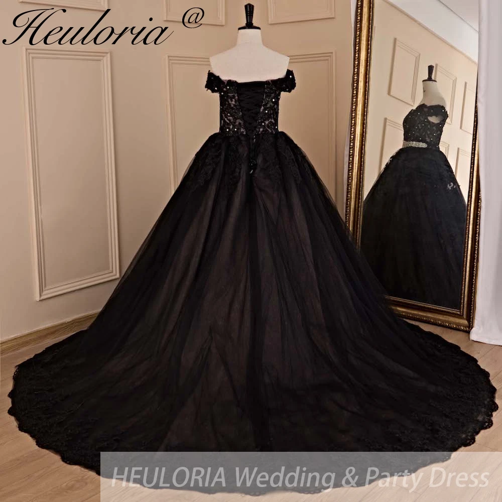 Heiloria-vestido de novia de princesa con hombros descubiertos, traje de boda con cordones, talla grande