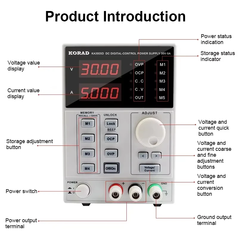 Korad KA3010P 30V 10A Programmable DC Power Supply KA3010D Lab Bench Source 110V
