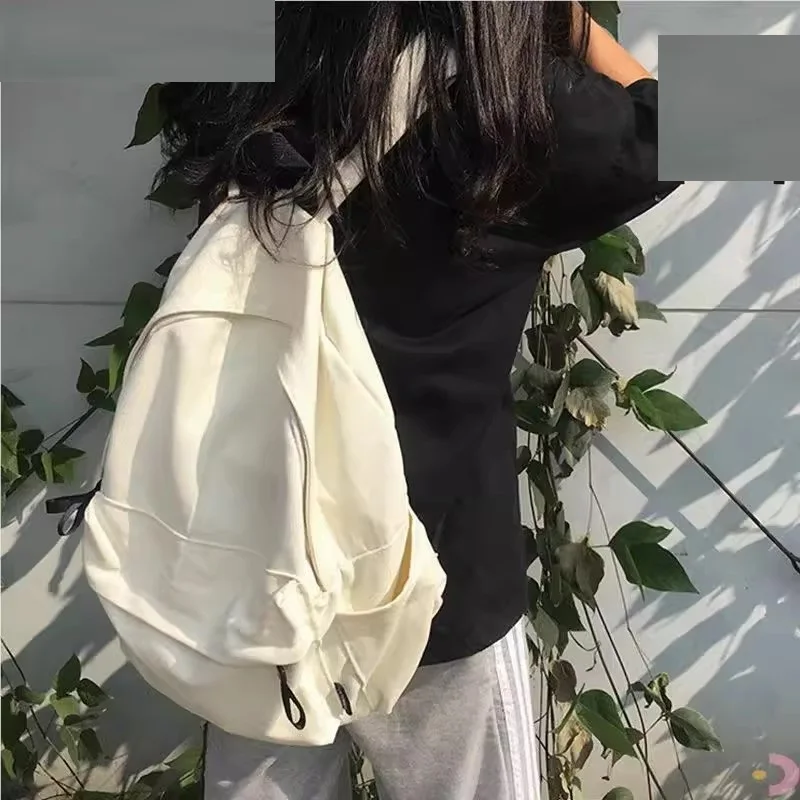 Versatile Canvas Backpack Unisex High School Middle School Simple Design Bookbag Outdoor Camping Traveling Hiking Shoulder Bag