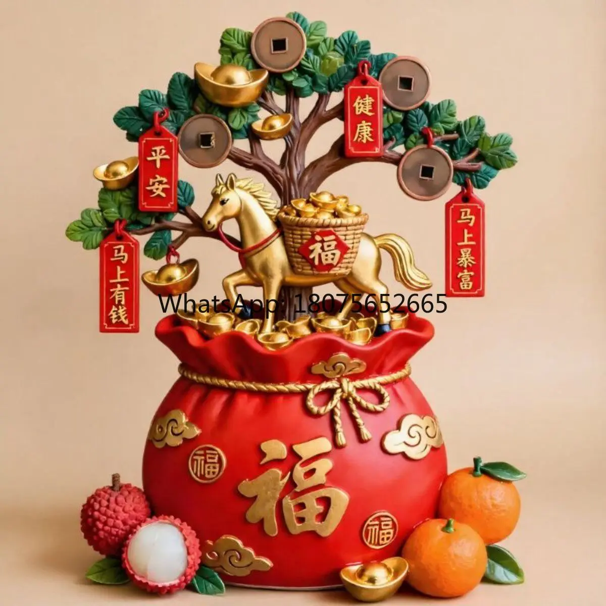 Money tree resin fridge magnet - new year fortune tree 3d peace & joy decorative magnetic ornament