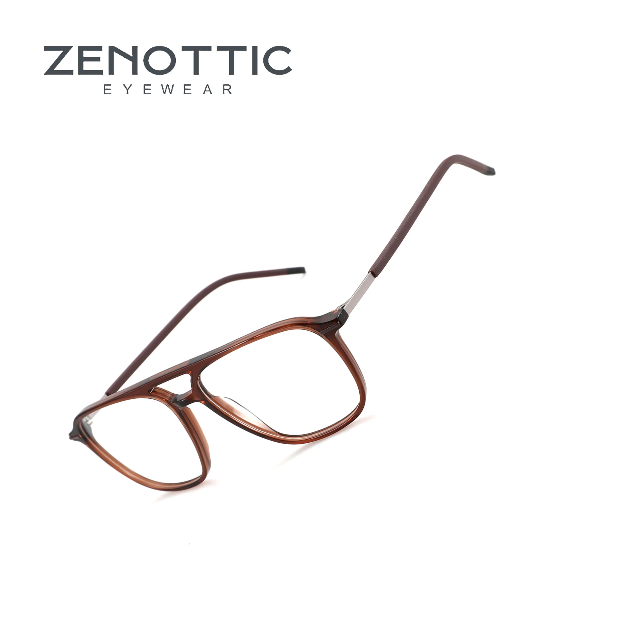 

ZENOTTIC Vintage Simple Fashion Acetate Optical Frames Handmade Double Bridge Pilot Men's Eyeglasses